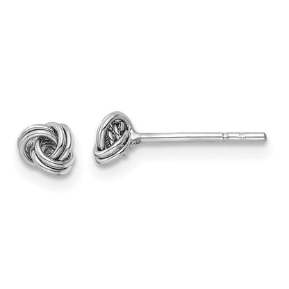 Sterling Silver Rhodium-Plated Post Love Knot Earrings