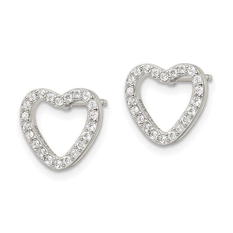 Sterling Silver Cz Heart Post Earrings