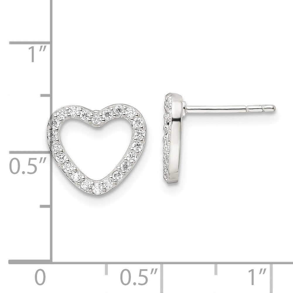 Sterling Silver Cz Heart Post Earrings