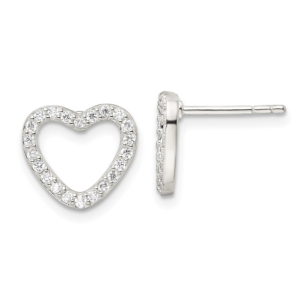 Sterling Silver Cz Heart Post Earrings