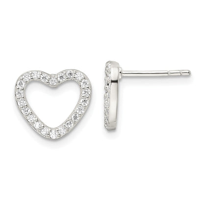 Sterling Silver Cz Heart Post Earrings