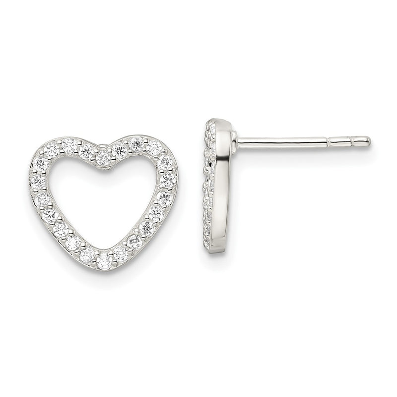 Sterling Silver Cz Heart Post Earrings