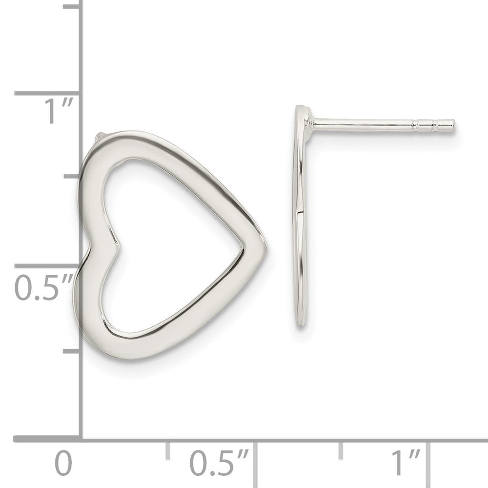 Sterling Silver Polished Cut Out Heart Post Earrings