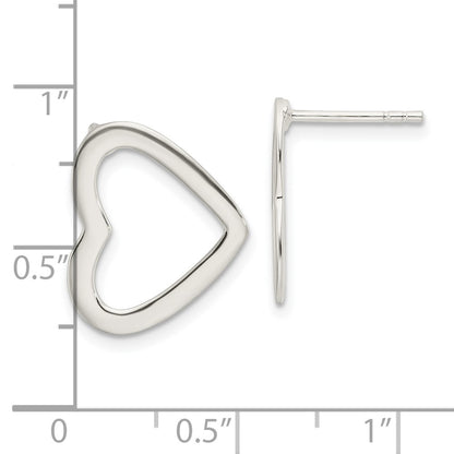 Sterling Silver Polished Cut Out Heart Post Earrings