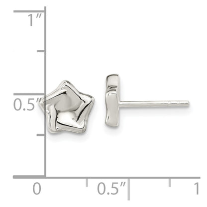 Sterling Silver Polished Wavy Puffed Star Post Earrings