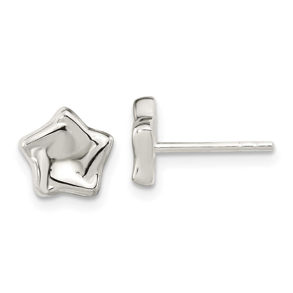 Sterling Silver Polished Wavy Puffed Star Post Earrings