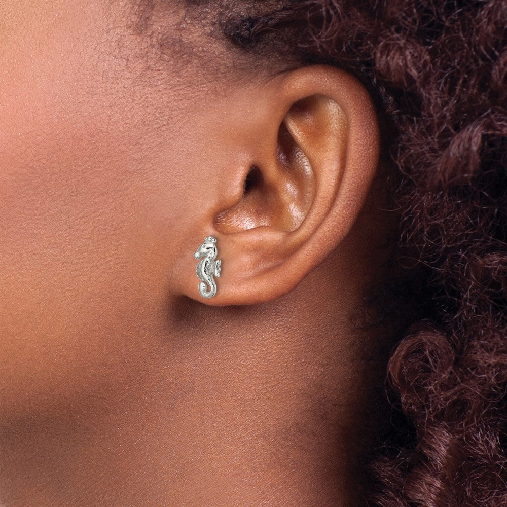 Sterling Silver Polished Seahorse Post Earrings