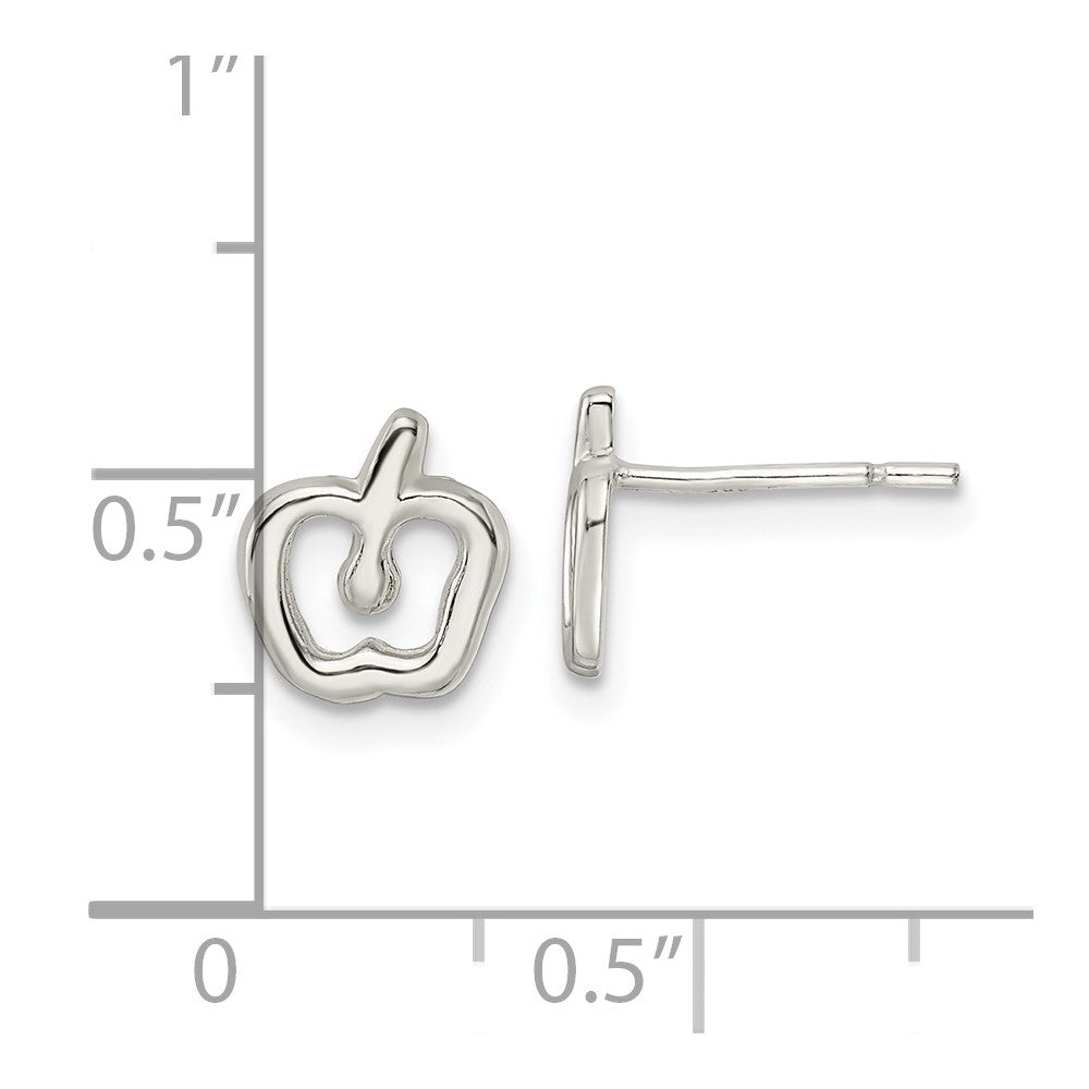 Sterling Silver Polished Apple Post Earrings