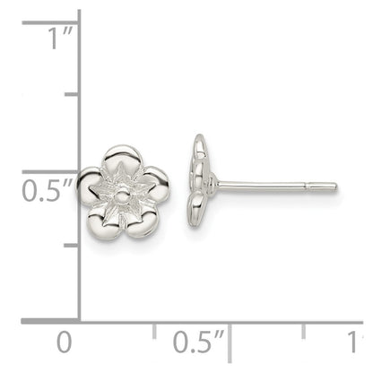 Sterling Silver Polished Flower Post Earrings