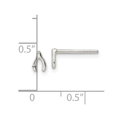Sterling Silver Polished Wish Bone Post Earrings