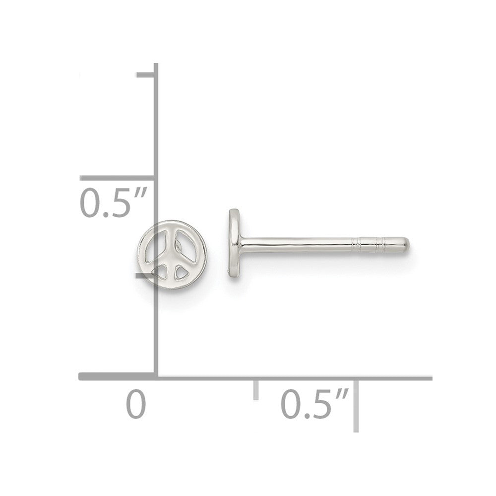 Sterling Silver Polished Peace Sign Post Earrings