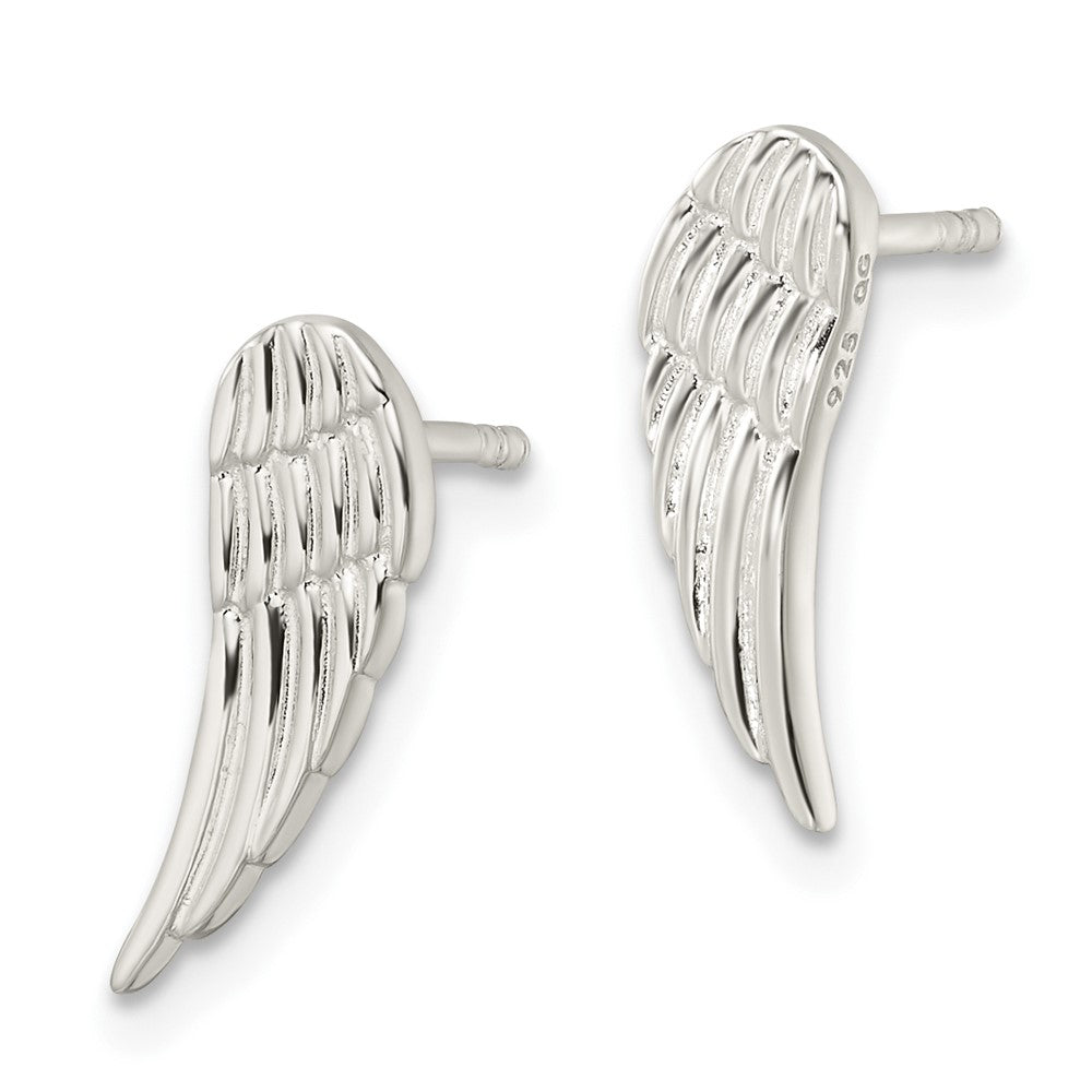 Sterling Silver Polished And Textured Wing Post Earrings