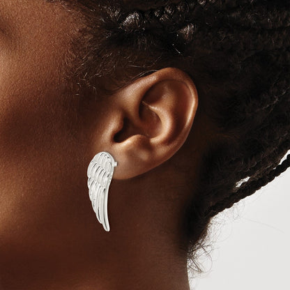 Sterling Silver Polished And Textured Wing Post Earrings