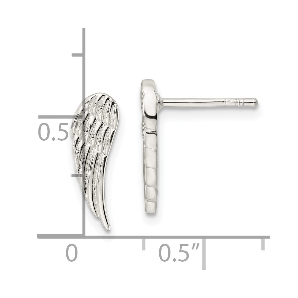 Sterling Silver Polished And Textured Wing Post Earrings