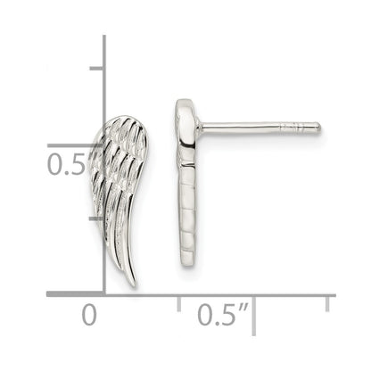 Sterling Silver Polished And Textured Wing Post Earrings