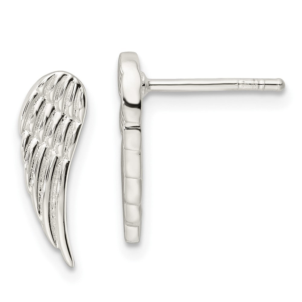 Sterling Silver Polished And Textured Wing Post Earrings