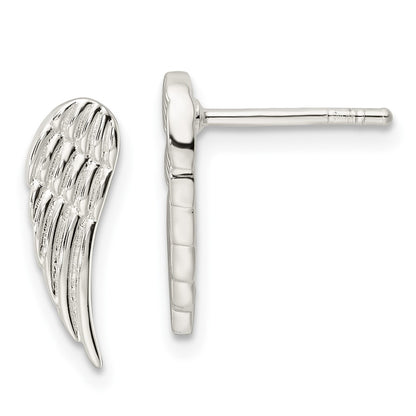 Sterling Silver Polished And Textured Wing Post Earrings