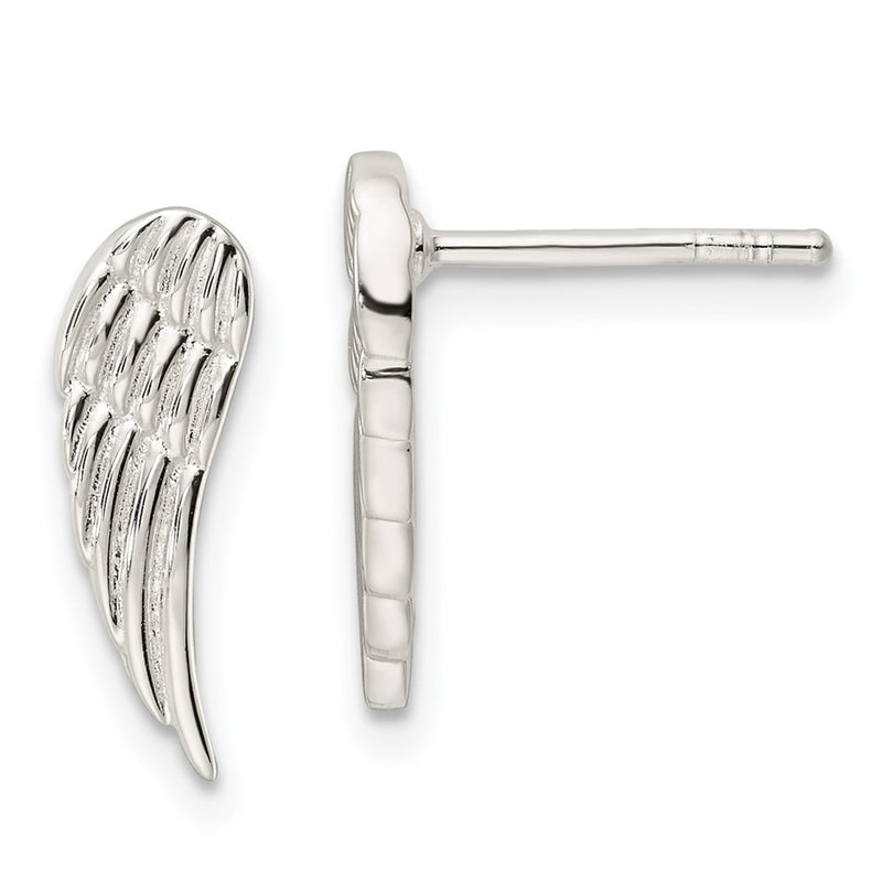 Sterling Silver Polished And Textured Wing Post Earrings