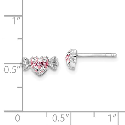 Sterling Silver Rhodium-Plated Pink Preciosa Crystal Heart Candy Earrings