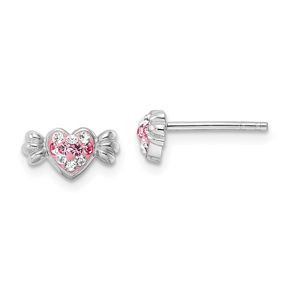 Sterling Silver Rhodium-Plated Pink Preciosa Crystal Heart Candy Earrings
