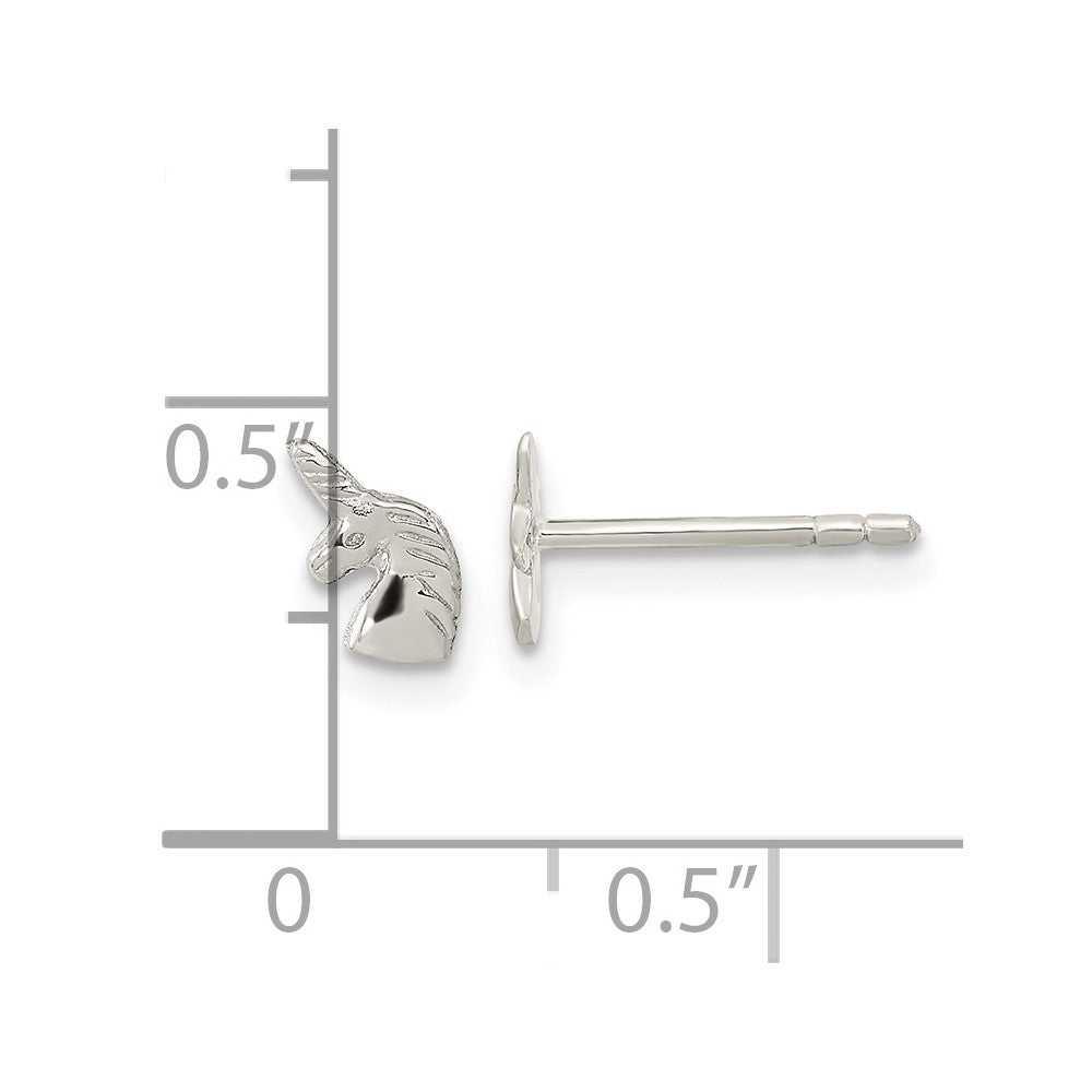 Sterling Silver Rhodium-Plated Polished Unicorn Head Post Earrings