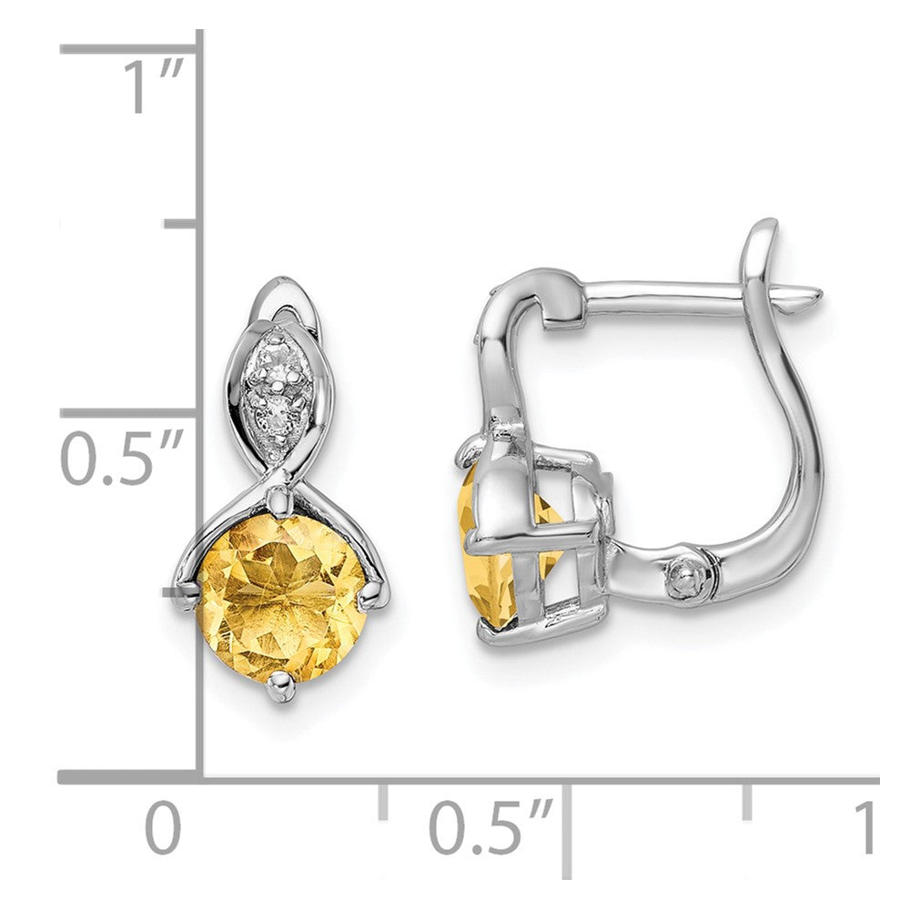 Sterling Silver Rh-Plated 1.48T.W. Citrine/Wt Topaz Hinged Earrings