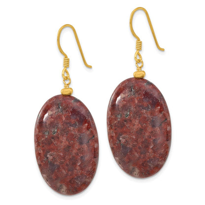 Sterling Silver Gold-Plated Brown Jasper Dangle Earrings