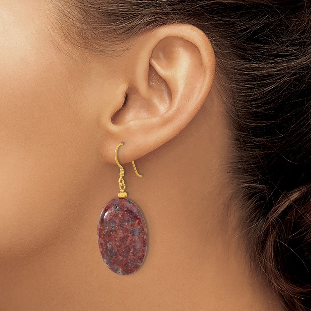 Sterling Silver Gold-Plated Brown Jasper Dangle Earrings