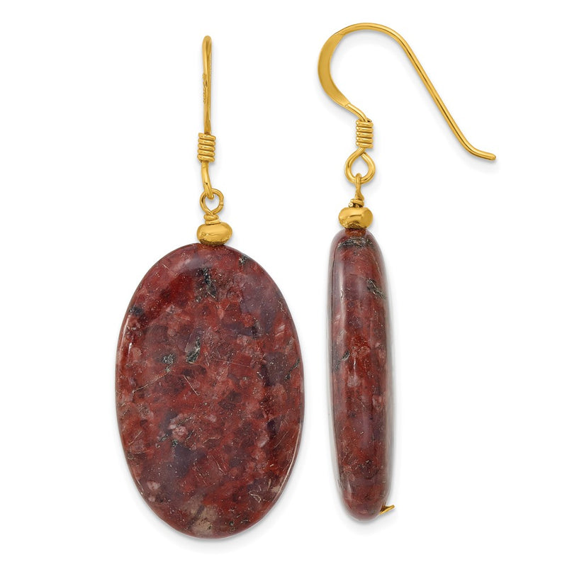 Sterling Silver Gold-Plated Brown Jasper Dangle Earrings