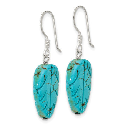 Sterling Silver Recon. Magnesite Leaf Shepherd Hook Earrings