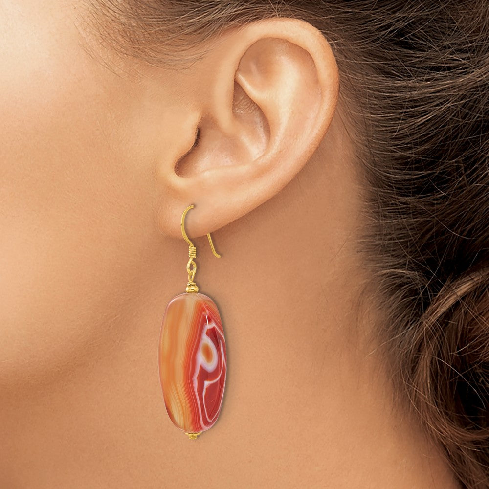 Sterling Silver Gold-Plated Red Sardonyx Dangle Earrings