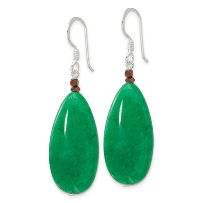 Sterling Silver Green Jade/hematite Bronze Color Base Metal Earrings