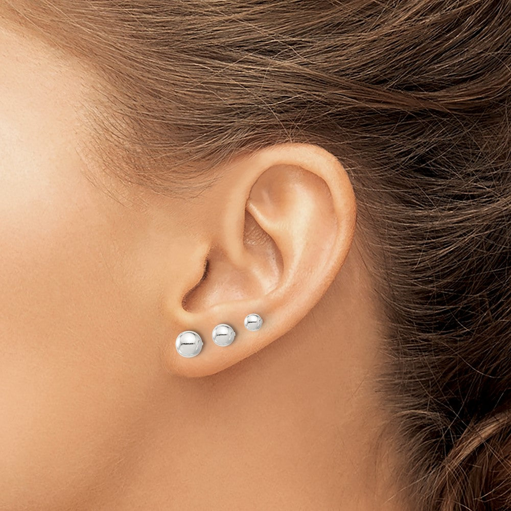 Sterling Silver E-Coated 4mm 5mm and 6mm Ball Post Earring Set