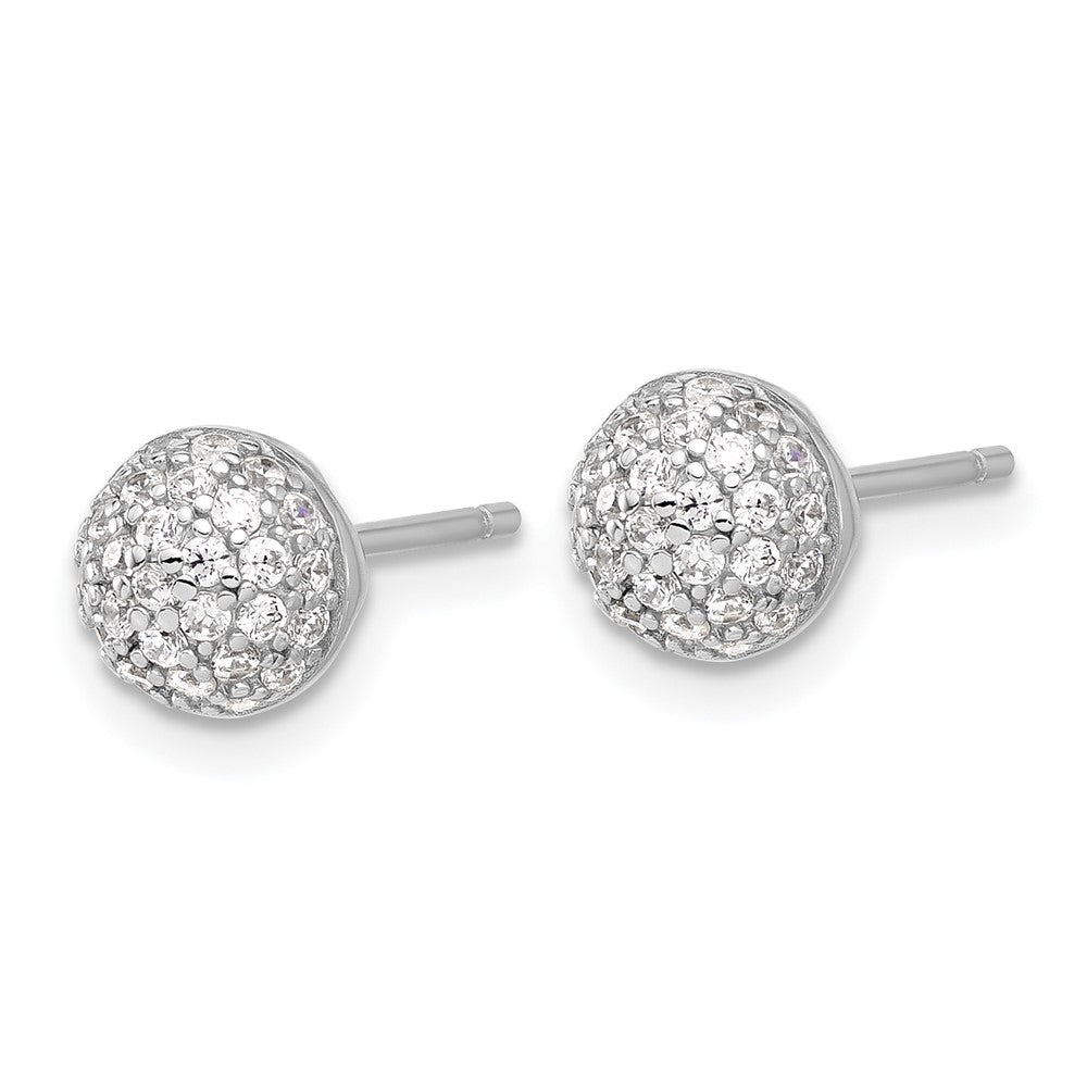 Sterling Silver Rhodium-Plated Micro Pave CZ Ball Stud Earrings