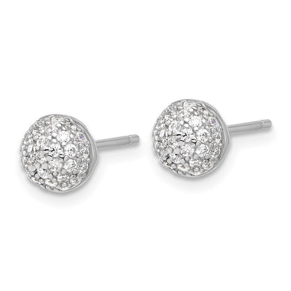 Sterling Silver Rhodium-Plated Micro Pave CZ Ball Stud Earrings
