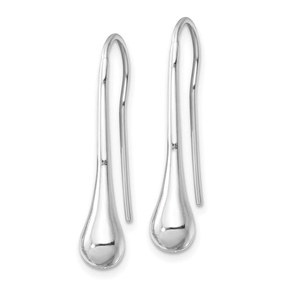 Sterling Silver Polished Rhodium-Plated Teardrop Earrings