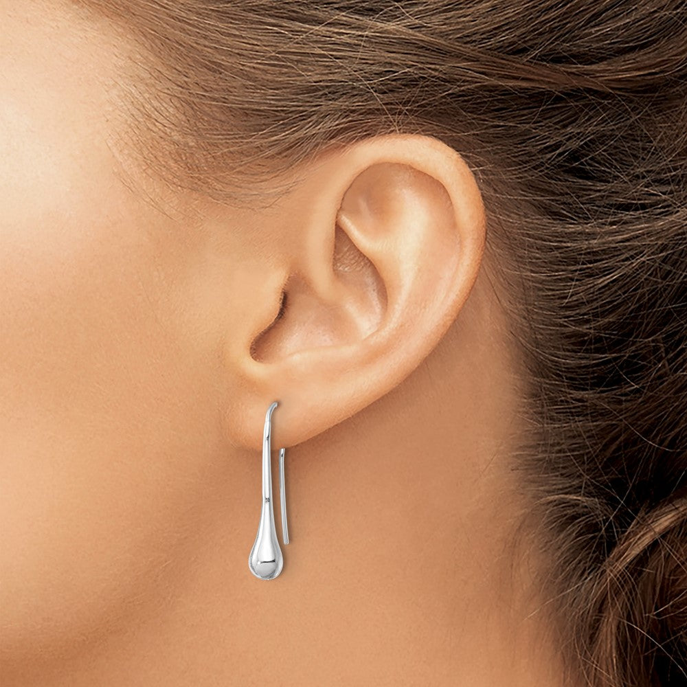 Sterling Silver Polished Rhodium-Plated Teardrop Earrings