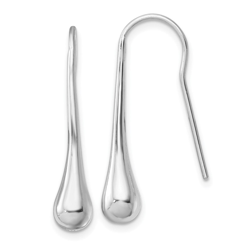Sterling Silver Polished Rhodium-Plated Teardrop Earrings