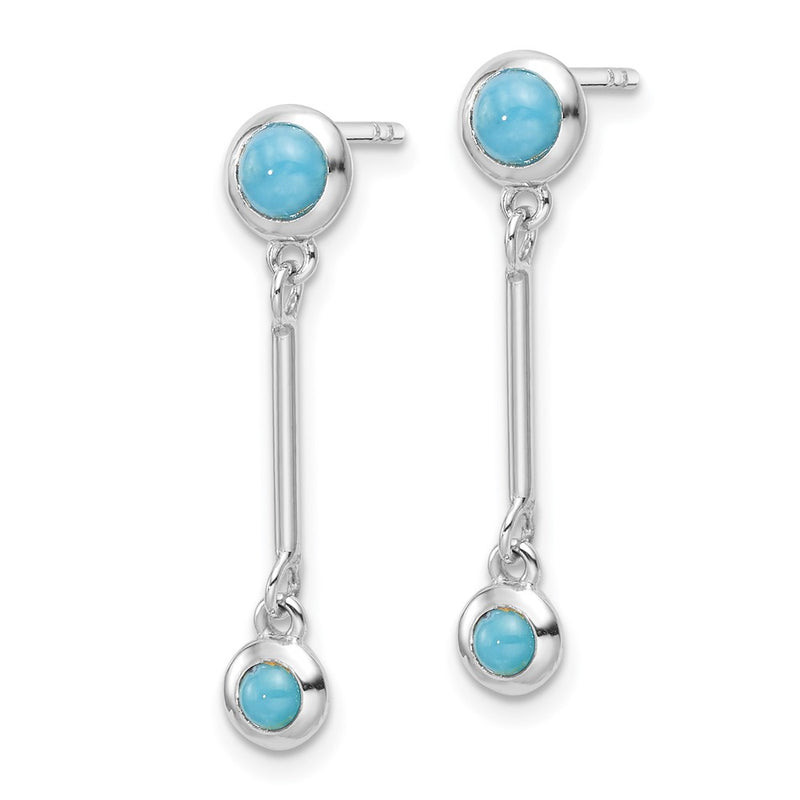 Sterling Silver Rhodium-Plated Turquoise Drop Dangle Earrings