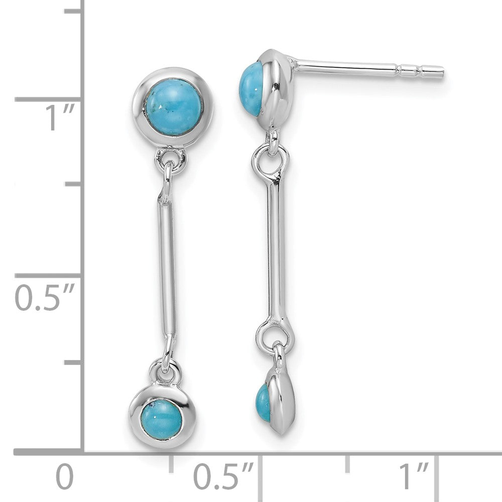Sterling Silver Rhodium-Plated Turquoise Drop Dangle Earrings