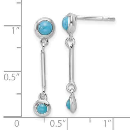 Sterling Silver Rhodium-Plated Turquoise Drop Dangle Earrings