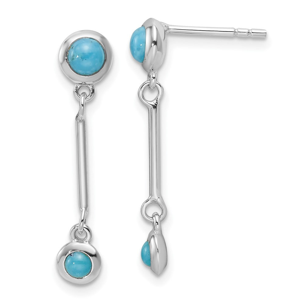 Sterling Silver Rhodium-Plated Turquoise Drop Dangle Earrings