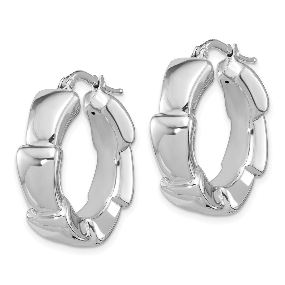 Sterling Silver Rhodium-Plated Polished Hoop Earrings