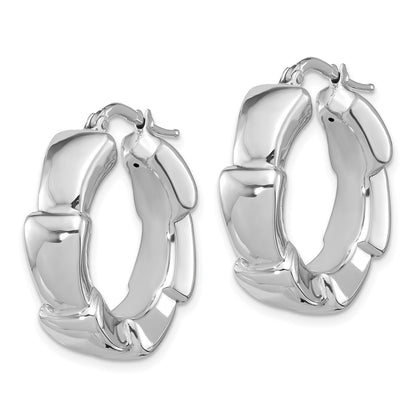 Sterling Silver Rhodium-Plated Polished Hoop Earrings