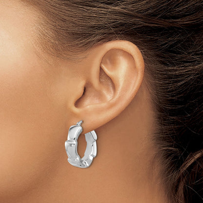 Sterling Silver Rhodium-Plated Polished Hoop Earrings