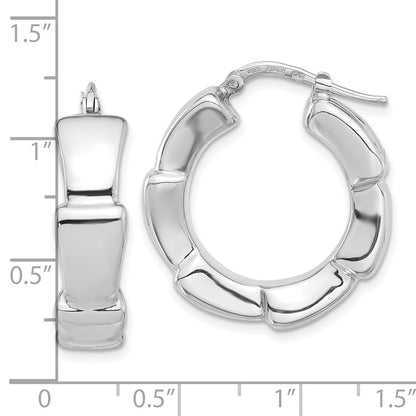 Sterling Silver Rhodium-Plated Polished Hoop Earrings