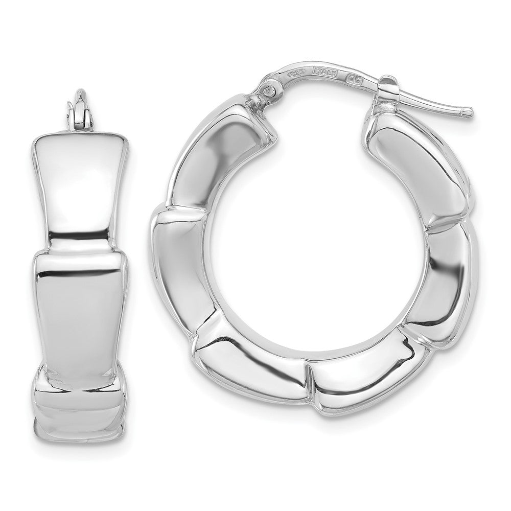 Sterling Silver Rhodium-Plated Polished Hoop Earrings