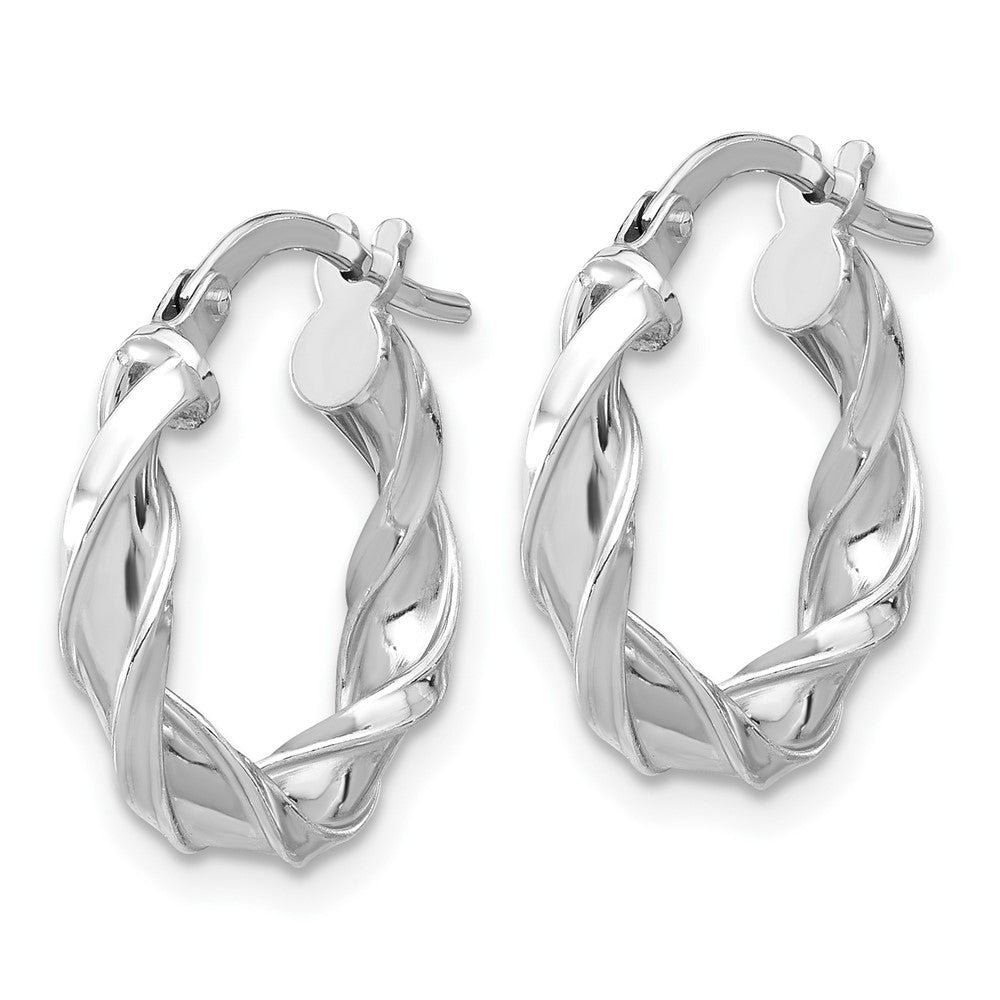 Sterling Silver Rhodium-Plated Polished Twisted Hoop Earrings