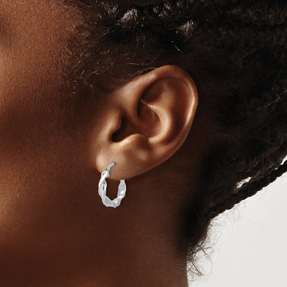 Sterling Silver Rhodium-Plated Polished Twisted Hoop Earrings