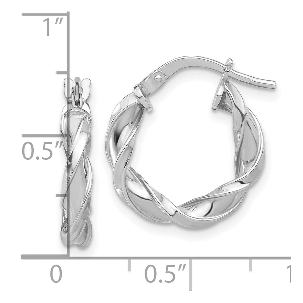 Sterling Silver Rhodium-Plated Polished Twisted Hoop Earrings